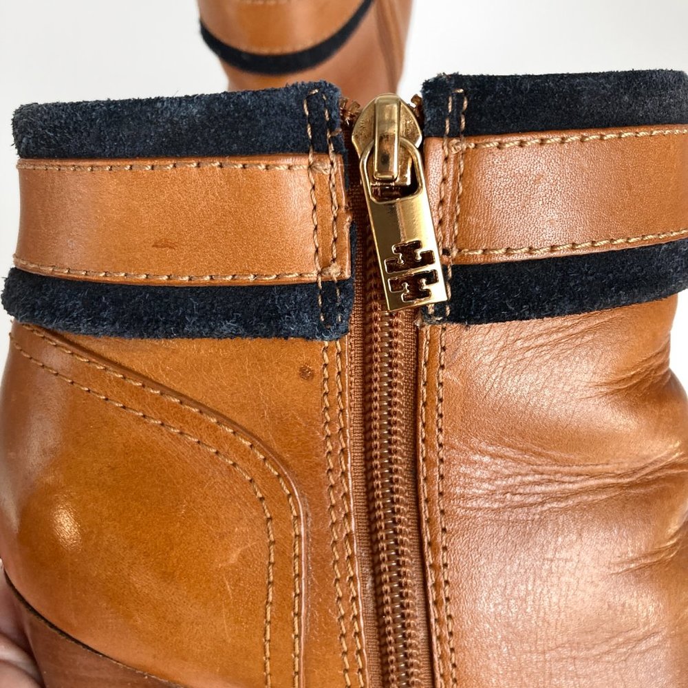 Tory Burch Tan Ankle Boots with Gold Buckle - Picture 15 of 16